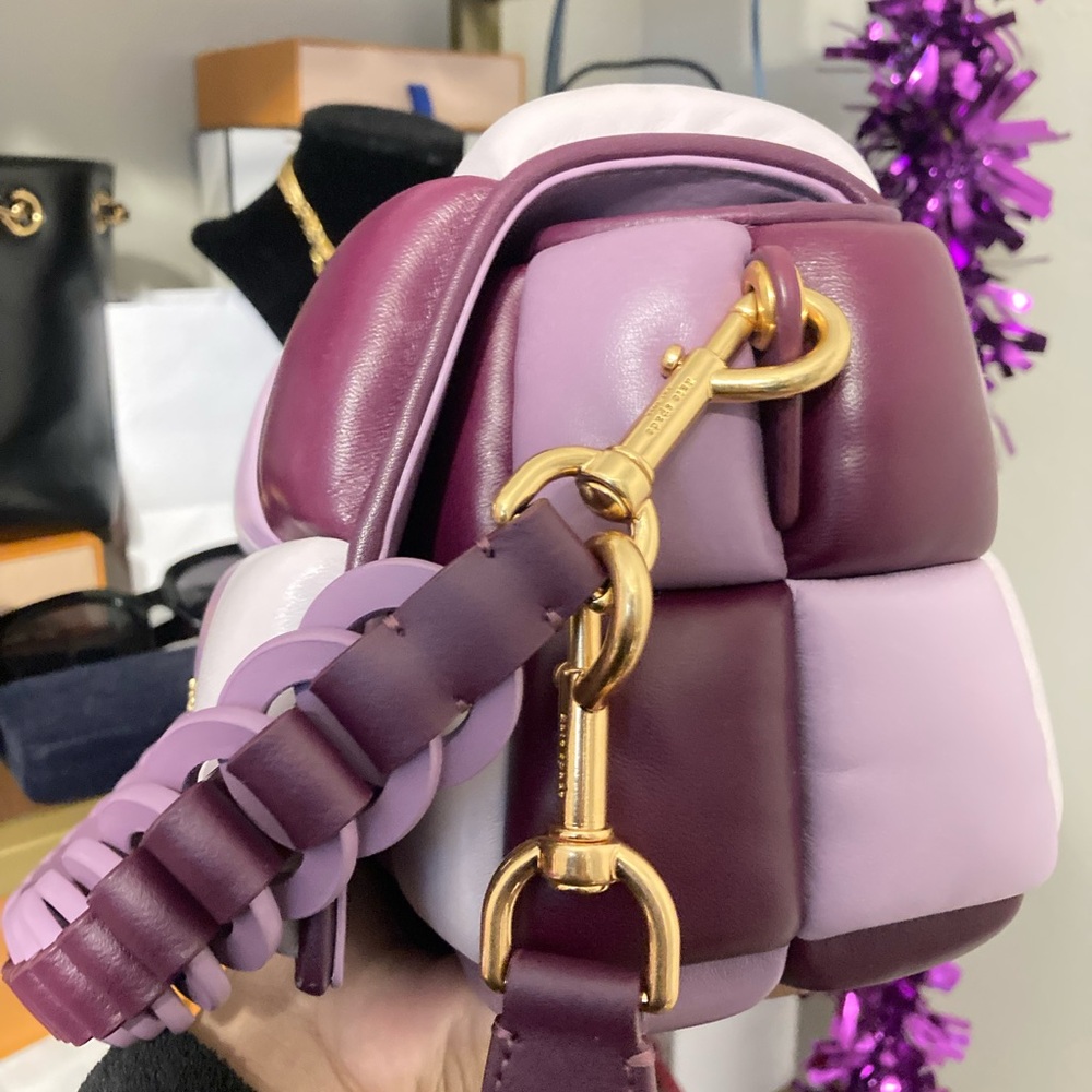 NWT $528 retail kate spade Quilted Patchwork Crossbody Bag in Plum & Lilac Boxxy - Picture 9 of 12